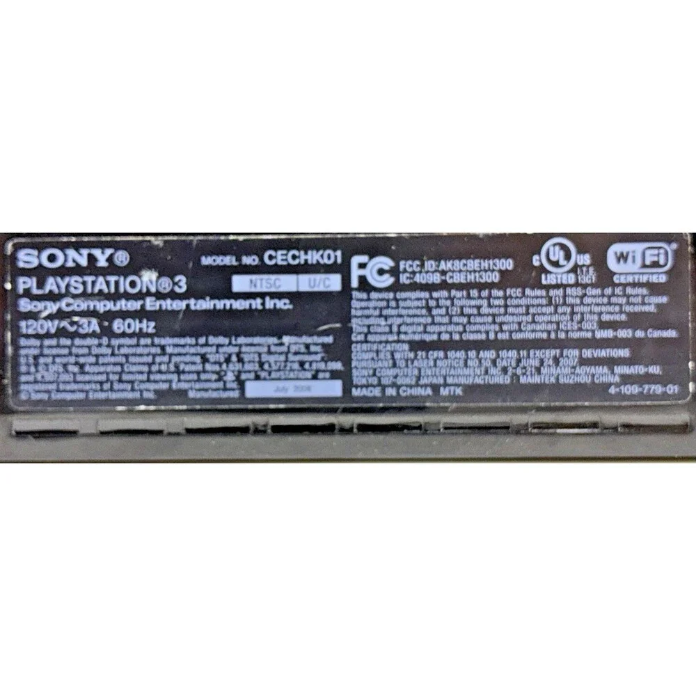 Sony PlayStation 3 CECHK01 Parts/Repair Untested Powers On But No Hard Drive